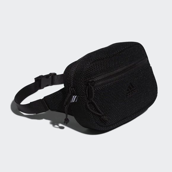 Adidas Air Mesh Waist Pack Adjustable Crossbody Bag Black Festival Pouch #719 - Picture 3 of 8